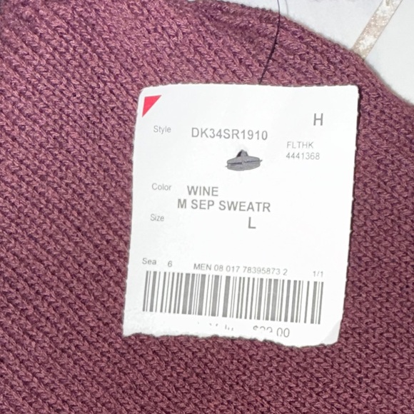 DKNY Men’s Wine Red Crewneck Sweater Size L – NWT – Logo Chest Stripe - Picture 7 of 15